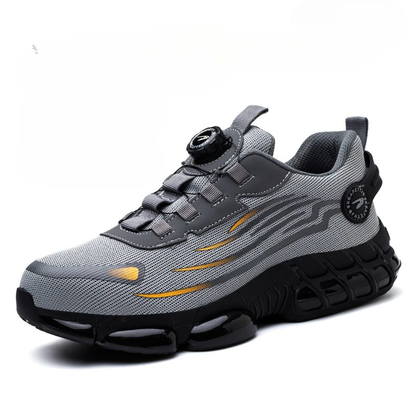 New Safety Shoes Mens Anti-smash Anti-puncture Work Shoes Fashion Rotating Button Men Sport Shoes Security Protective Boots Man