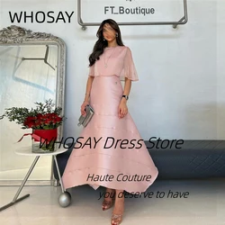 WHOSAY O-Neck Prom Dresses with Shawls Robe Des Marrige Asymmetrical Ankle Length Special Occasion Evening Party Gowns