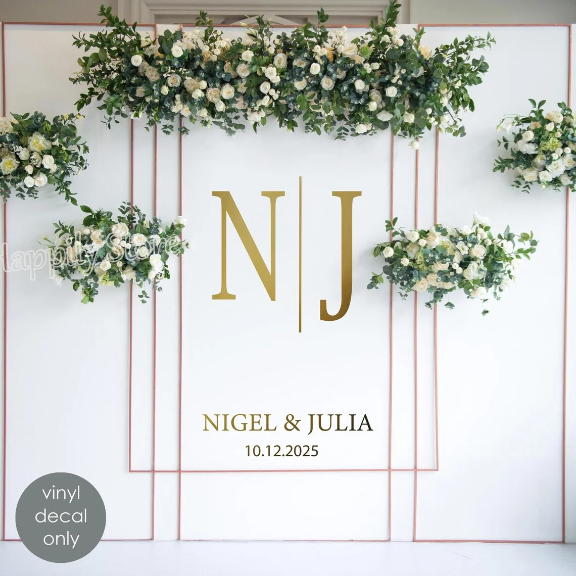 Large Size Wedding Mirror Decal Vinyl Wall Stickers Wedding Monogram Bride Groom Name Custom Decor Reception Decoration T257