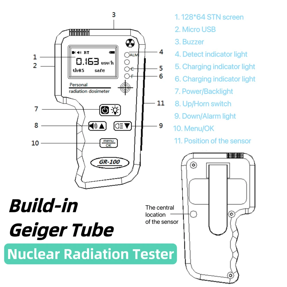 Geigera licznik promieniowanie jądrowe detektor J321 Tube przenośny osobisty dozymetr X-ray γ-ray β-ray radioaktywności Tester marmuru