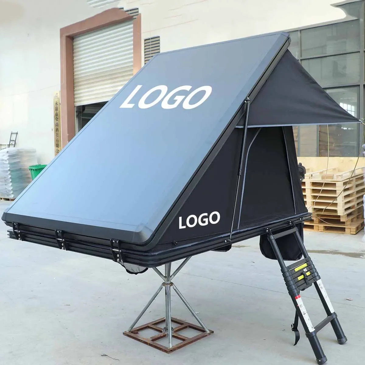 3-4 Person Waterproof RTT Car Roof Top Tent 4x4 Aluminium Triangle Oxford Camping Clamshell Hard Shell Rooftop Tent For Jeep SUV