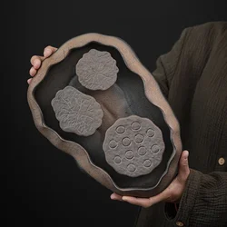 Ceramic Lotus Pond Tea Tray Coarse Pottery Pot Water Storage Small Dry Bubble Table Kung Fu Tea Set Accessories