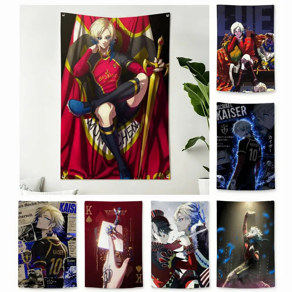 B-Blue Lock Anime k-Kaiser  Home Decor Wall Hanging Vertical Flags Indoor Outdoor
