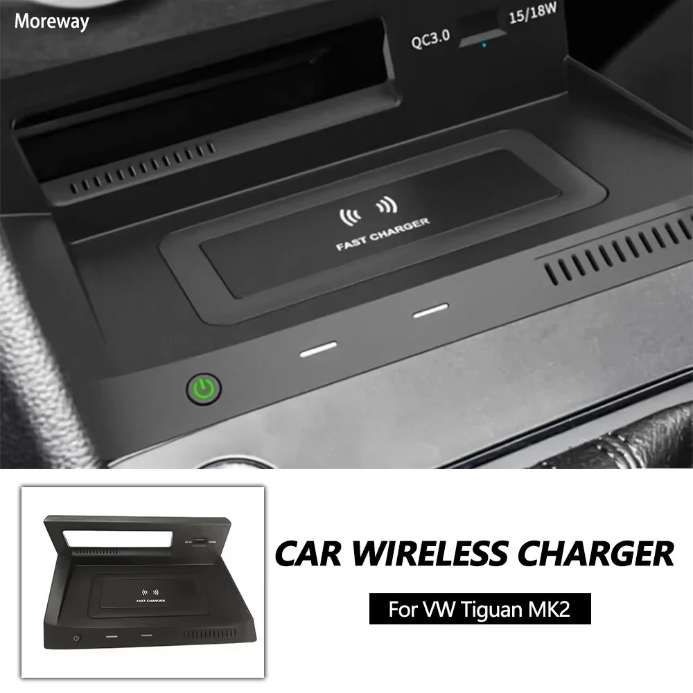 

Moreway 15W Wireless Charger For Volkswagen Tiguan MK2 2017-2022 Mobile Charging Fast Charge Phone Holder Accessories interior