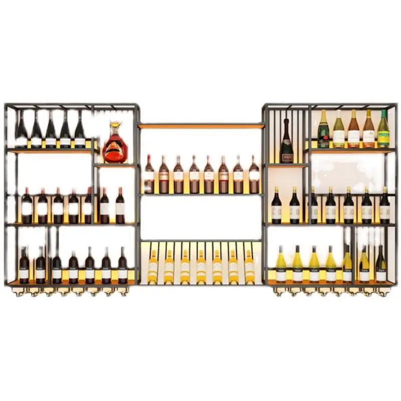 

red wine restaurant bar counter wall multi-layer display upside down goblet integrated rack