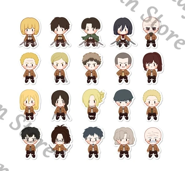 Anime ataque a los Titanes Levi Ackerman Armin Erwin Jean Hange Zoe Cosplay Paster calcomanías dibujos animados Kohis pegatina Scrapbooking calcomanía