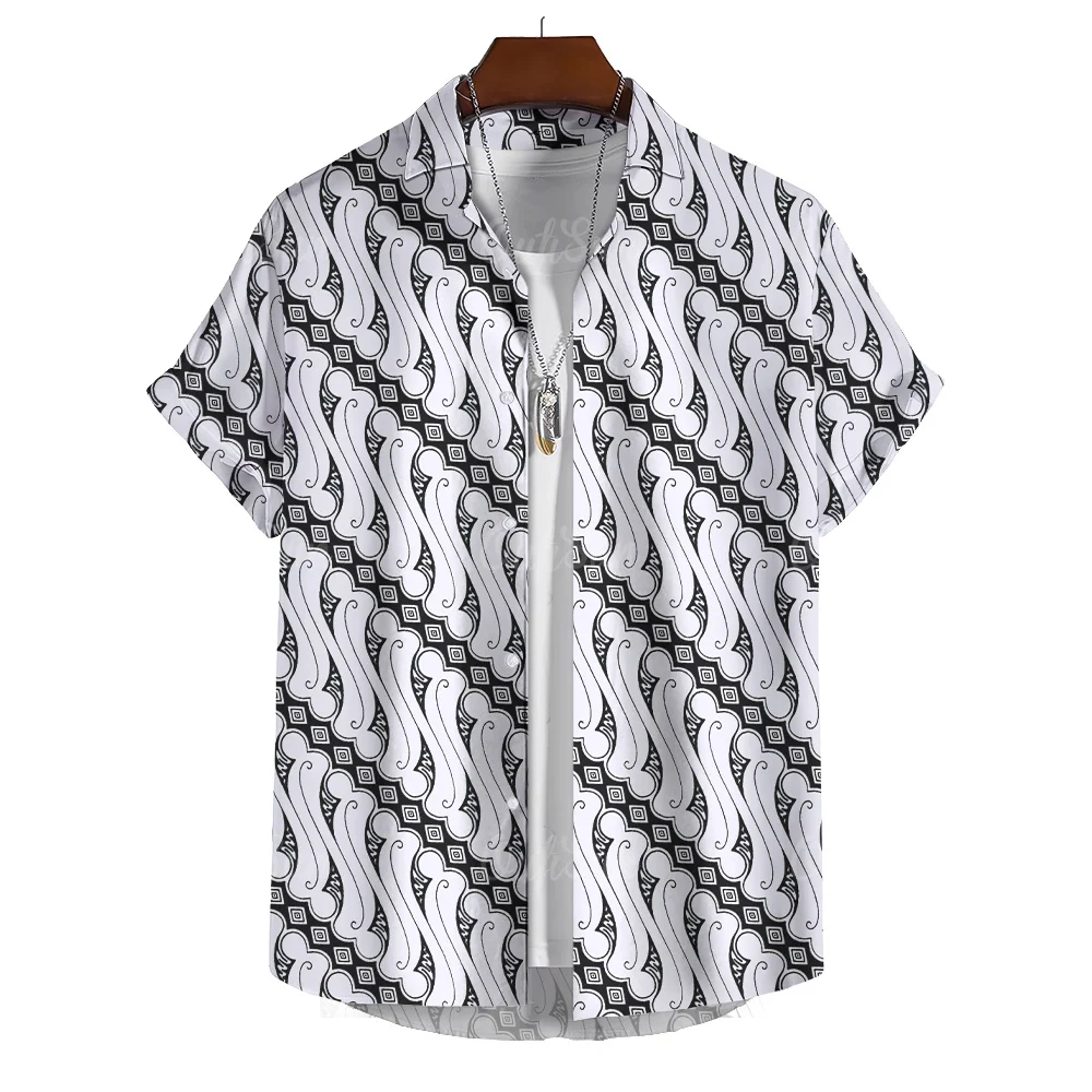 Ethnic Style Men'S Shirt Summer Short Sleeved Street Hawaiian Shirt Man Top Prismatic 3d Printed Oversized Vintage Shirt For Men