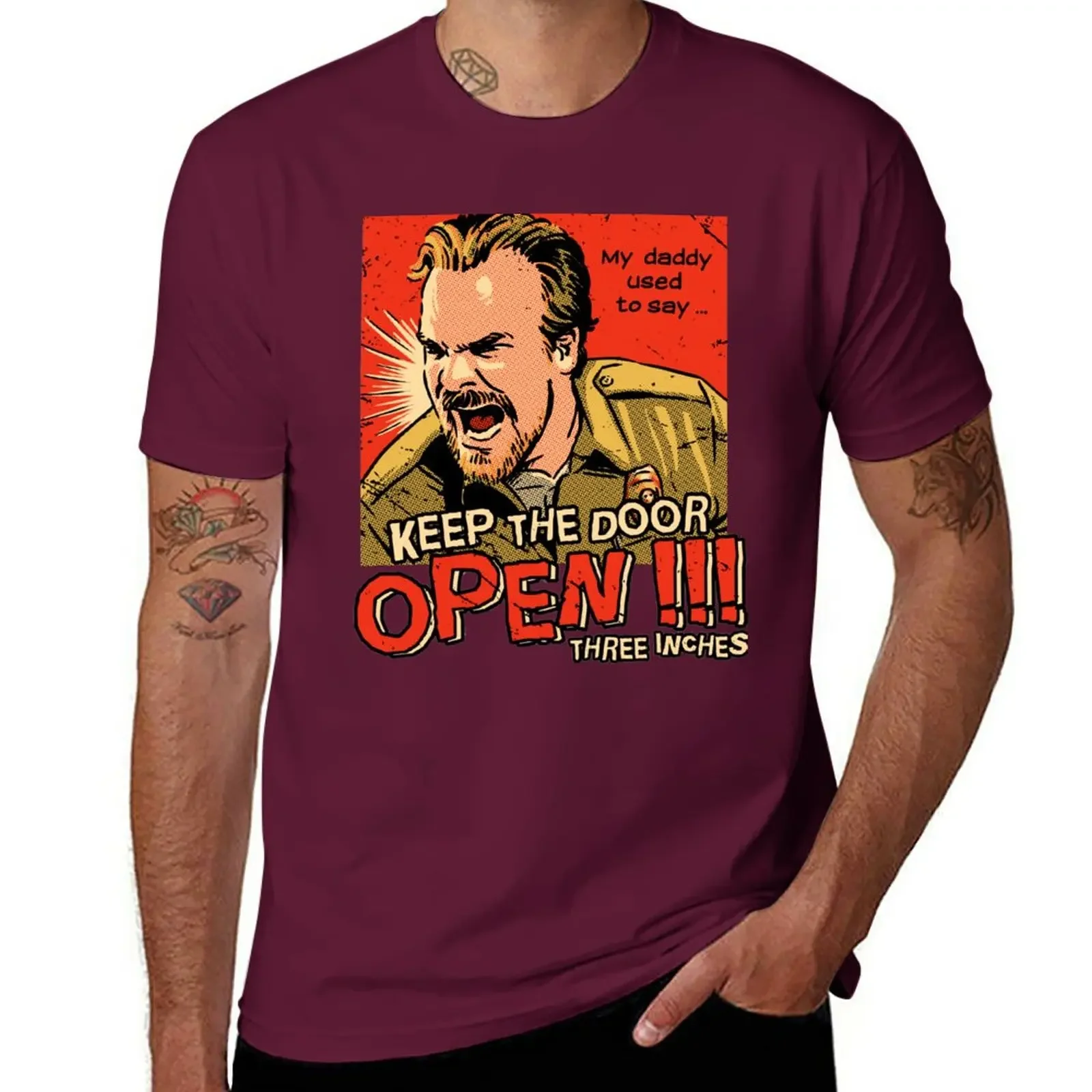 Jim Hopper Keep the Door Open T-Shirt graphics oversized black t shirts for men