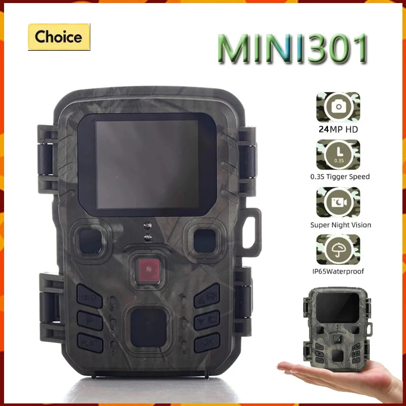 Outdoor Mini301 Trail Hunting Camera Wildlife Hunter Camera 24MP 1080P Forest Animal Cam Photo Traps IP65 Surveillance Tracking 