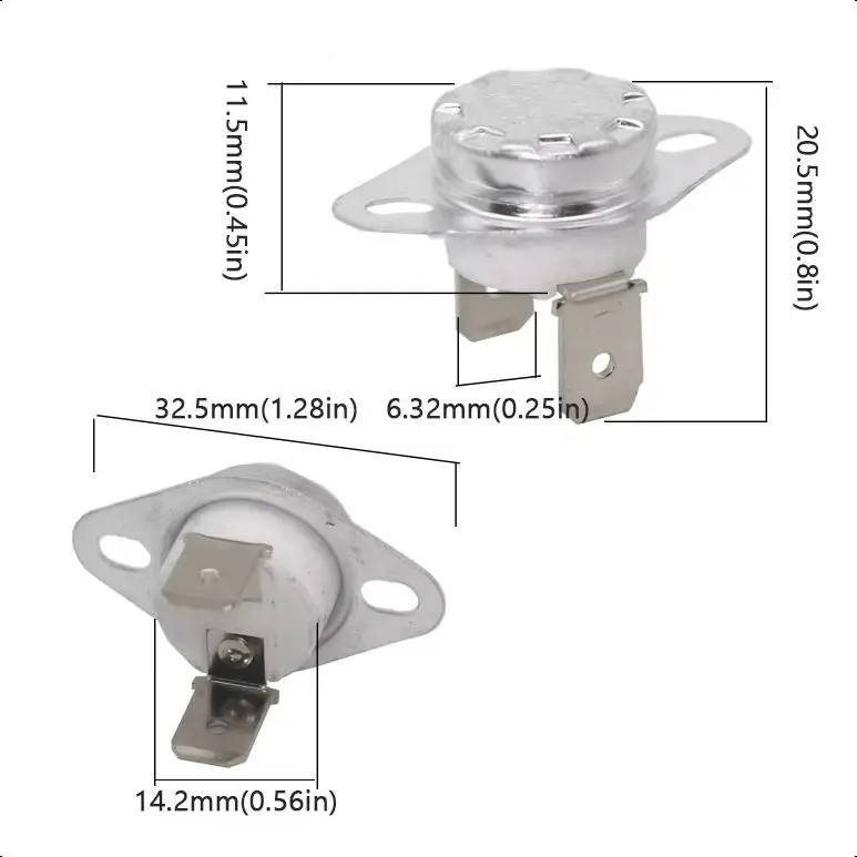 【5-2PCS】Normally Closed/Open Bimetal Thermostat KSD302/KSD301 40-300℃ 16A 250V Ceramics 40-155C 160-220C 230-280C 300C