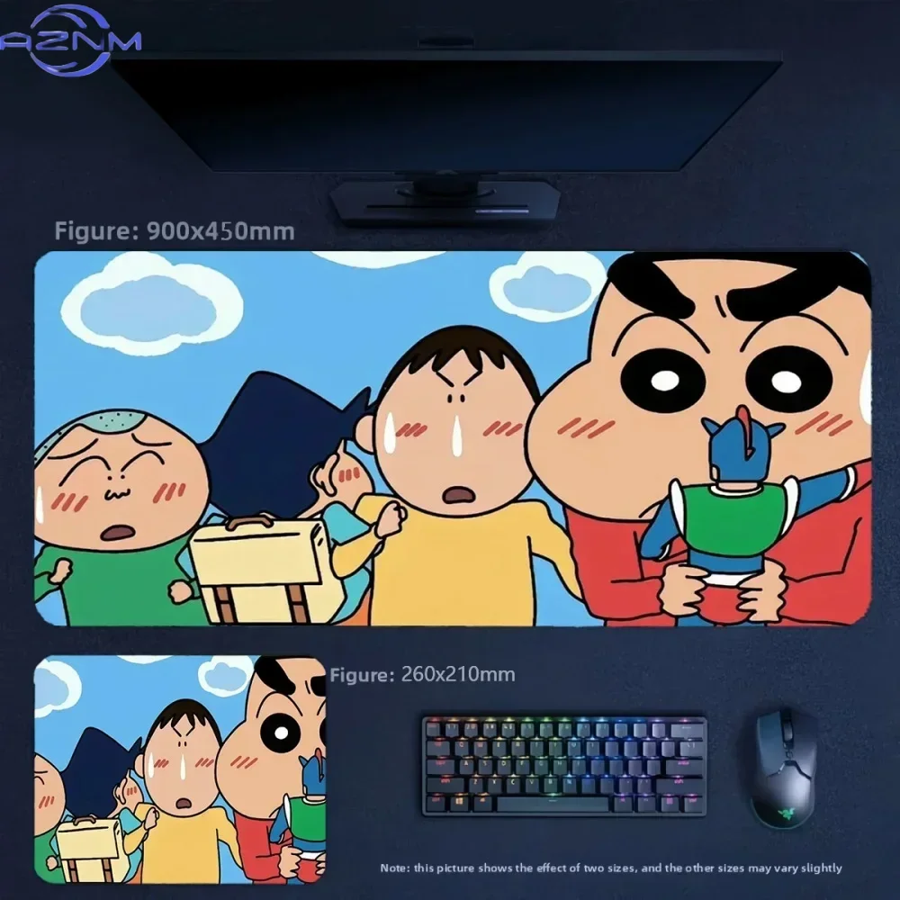Anime Crayon Shin‑chan And Friends Funny Scene Large Mousepad, Rubber Non‑Slip Extended Gaming Desk Mat, Waterproof Anti‑Fray Mo