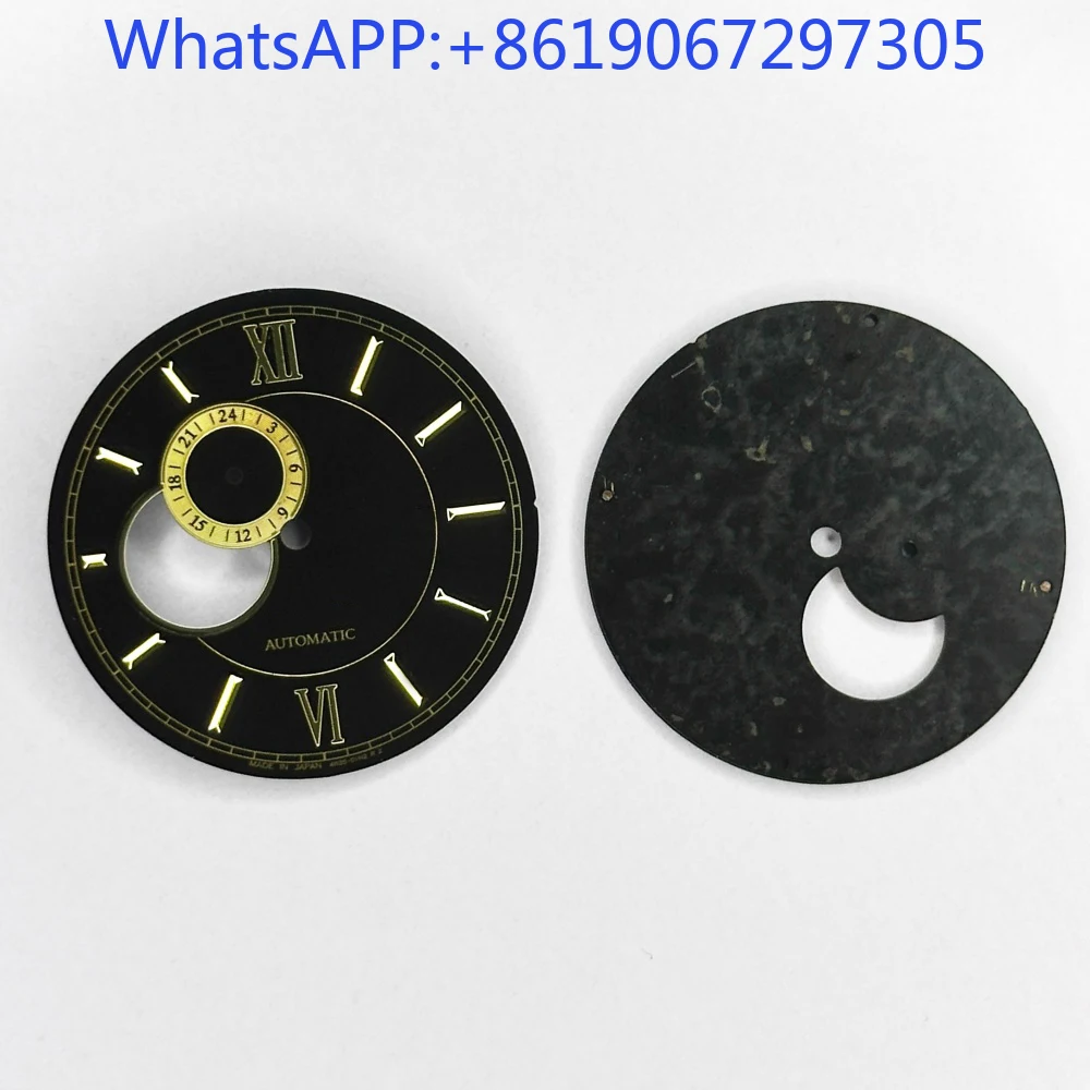 Preto ouro numeral romano sunburst textura relógio dial adequado para movimento nh35/39 vintage universal mod peças acessório