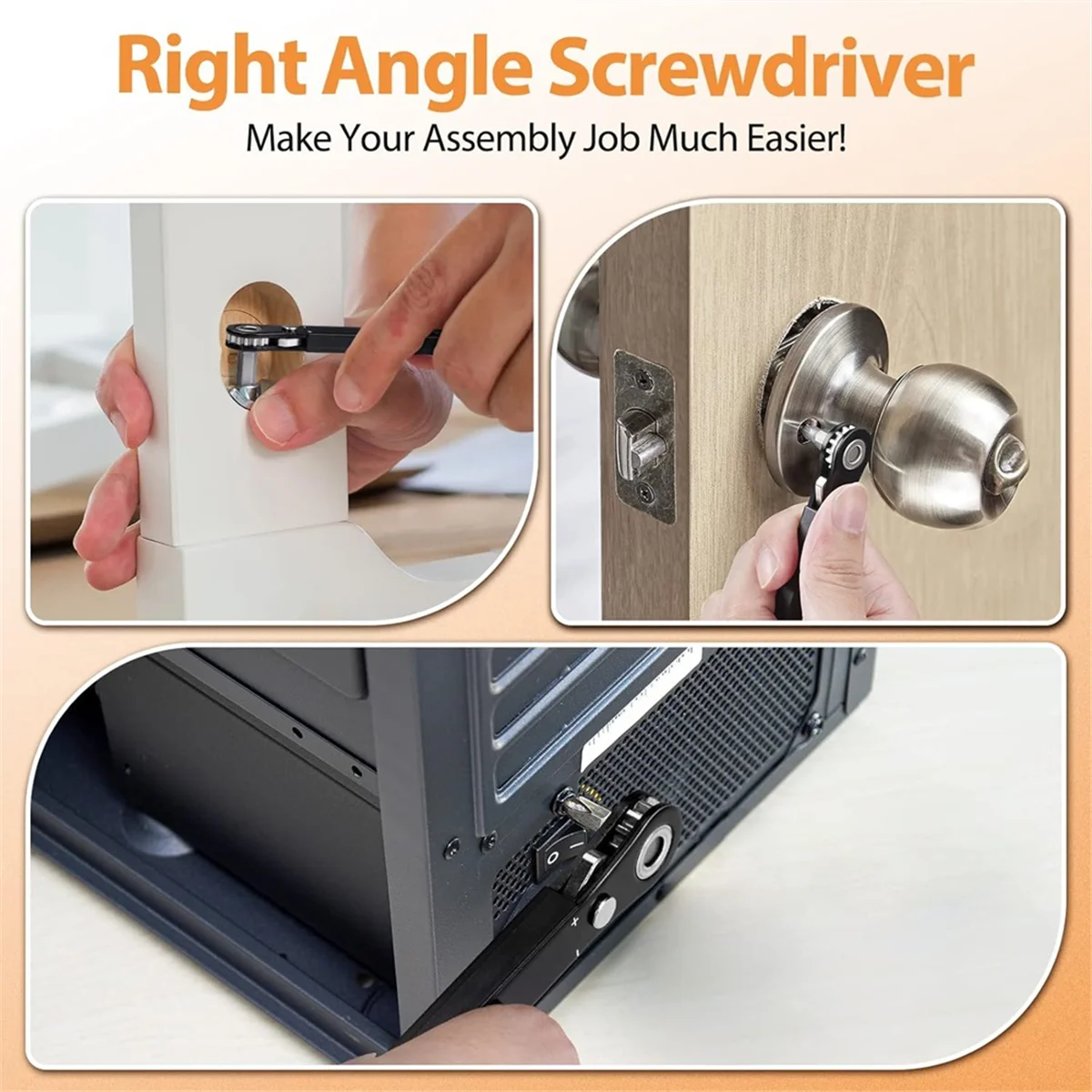 SSR Gifts for Men Women Angled Screwdriver 90 Degree Offset Screwdriver Multi-Tooth Bidirectional Mini Bit Ratchet Wrench