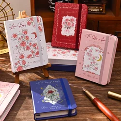 Cuaderno exquisito de estilo artístico de bolsillo, serie romántica de rosas, diario Retro, pequeño, portátil, cuaderno de notas, accesorios