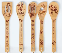 5PCS Mickey Minnie Kitchen Product Anime Figure Spoon Shovel Toy Story Cartoon bamboo Shovel Kitchen baking tool set Gift