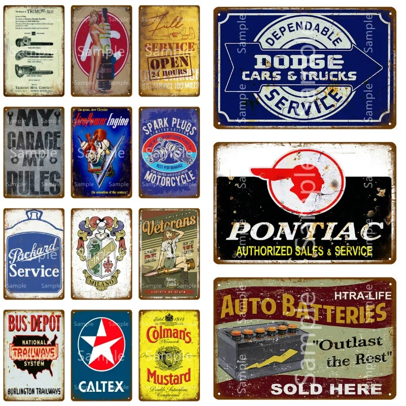 Dodge Cars Trucks Bus Service Decor Vintage Metal Tin Signs Classic Auto Batteries Wall Plate Garage Painting Plaque YK046