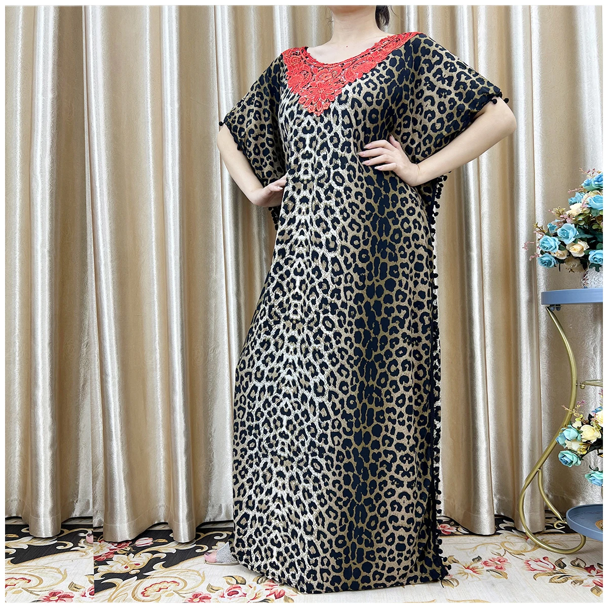 New Flower Sleeve African Dresses For Women Muslim Abaya Dubai Turkey Muslim Fashion Hijab Cotta Dress American Islam Clothing