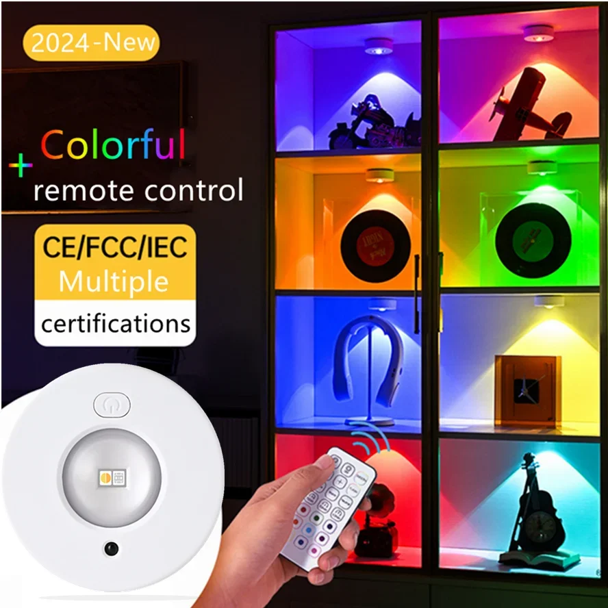 

Dimmable RGB COB LED Cabinet Light 12Color Remote Control USB Type-c Rechargeable Light Night Light for Kitchen Wardrobe Bedroom