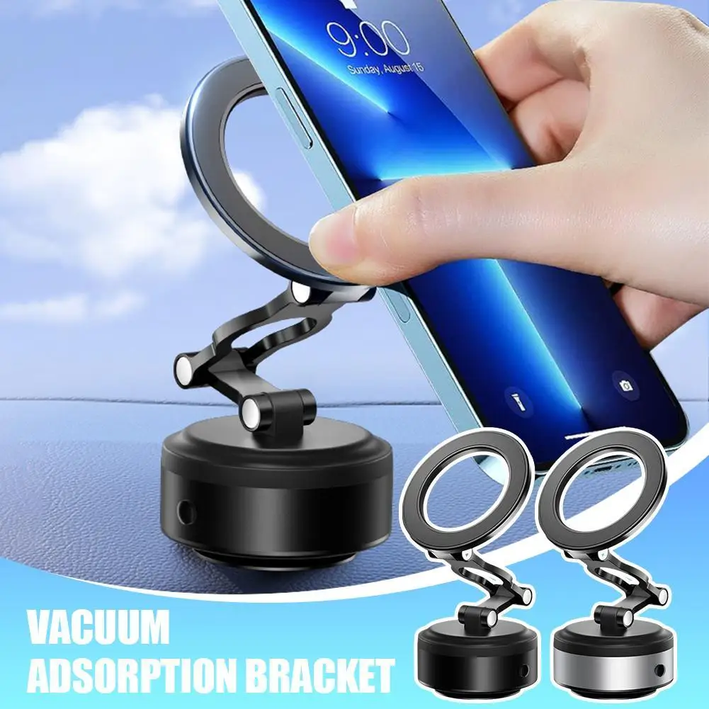 360 Degree Rotating Car Suction Cup Phone Stand Vacuum Adsorption Dashboard Magnetic Phone Holder Foldable For IPhone 