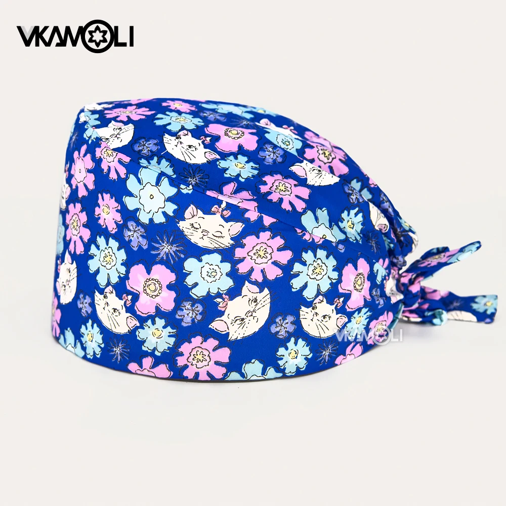 

cat and flower caps veterinary Scrubs Caps wholesale hospital accessories scrub hat nursing caps pet grooming work scrub hat