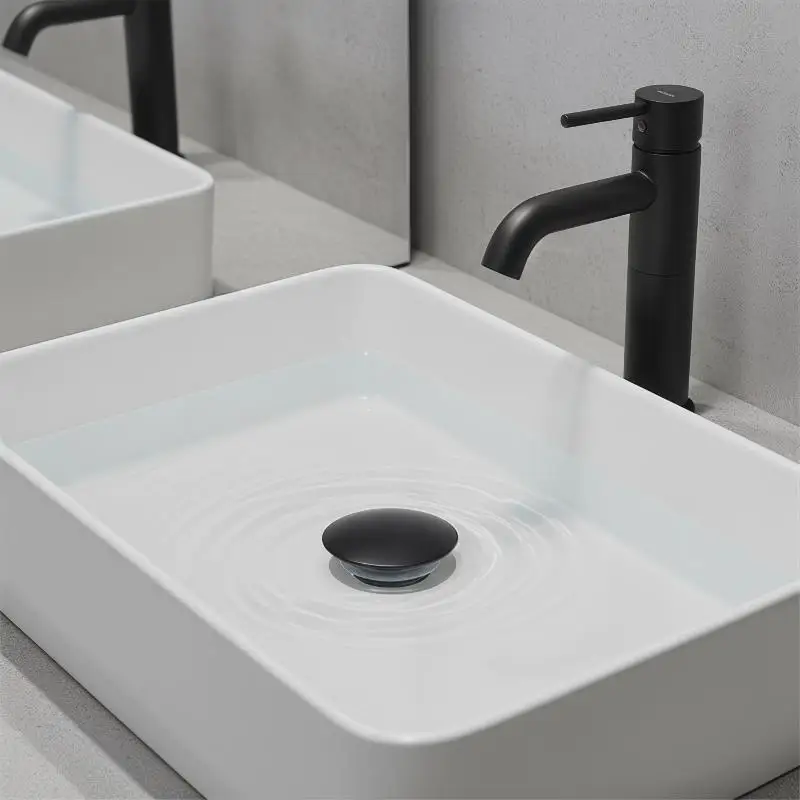 Push Button Silver Chrome 66mm Basin Waste Sink Plug  Up Cap Click Clack Replacement for Kitchen Bathroom Drainage