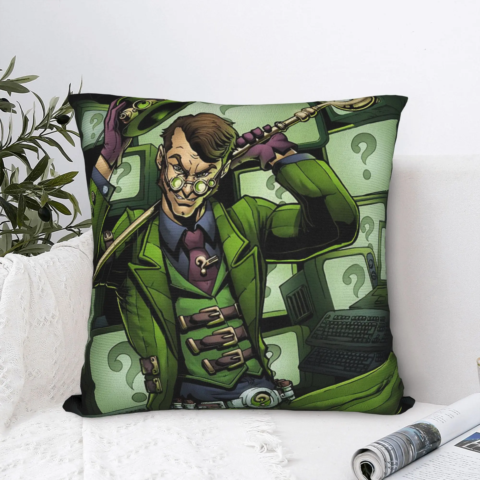 Paul Dano Riddler Pillowcase Polyester Cushion Cover Gift Bat Man Throw Pillow Case Cover Home Zipper 40X40cm