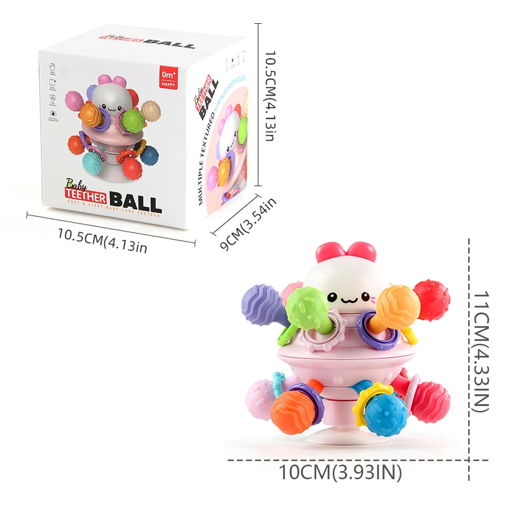 New Early Education Toys Baby Manhattan Ball Soft Rubber Hand Grip Ball Rattle Teeth Stick 0-3 Years Old Baby Comfort Toy