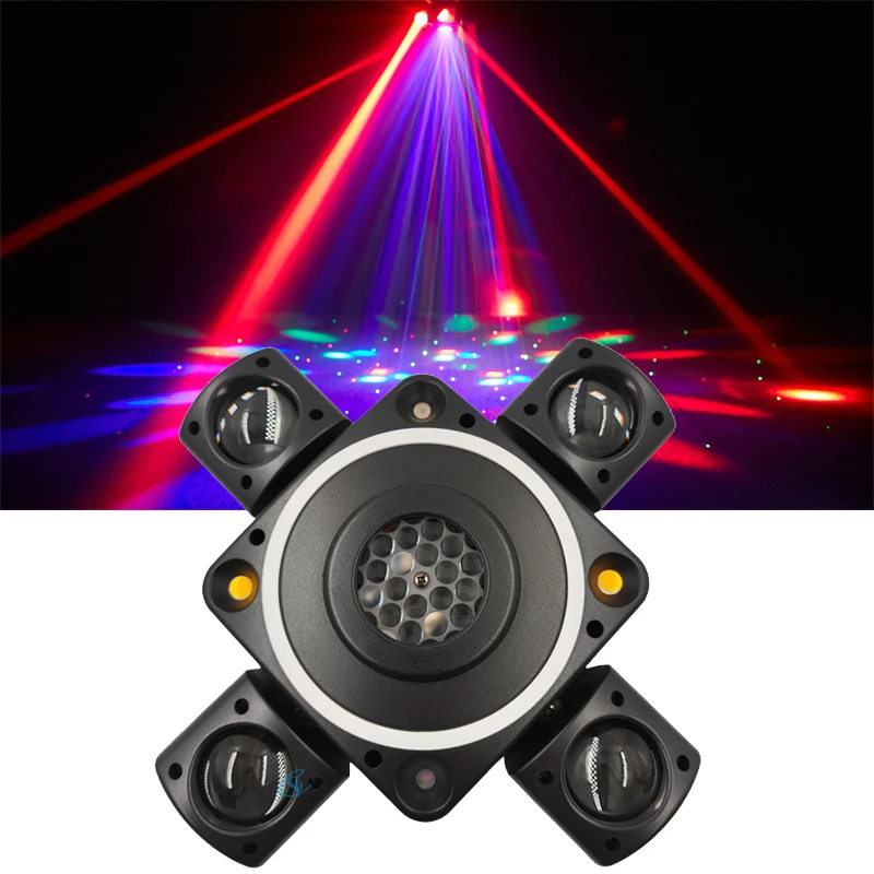 LED 90W DJ Stage Light Beam Moving Head Lights Red&Green Laser White Strobe DMX Control For Disco Bar Party