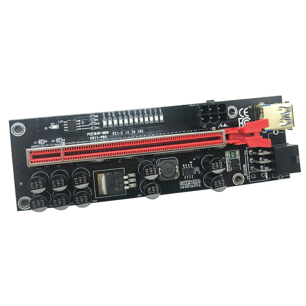 VER011 PCIE Riser Card 011, 011, Extensor PCI Express X16, 0.6M, Cabo USB 3.0, SATA para 6P Power Riser para Mineração de Placa de Vídeo, 1-10Pcs