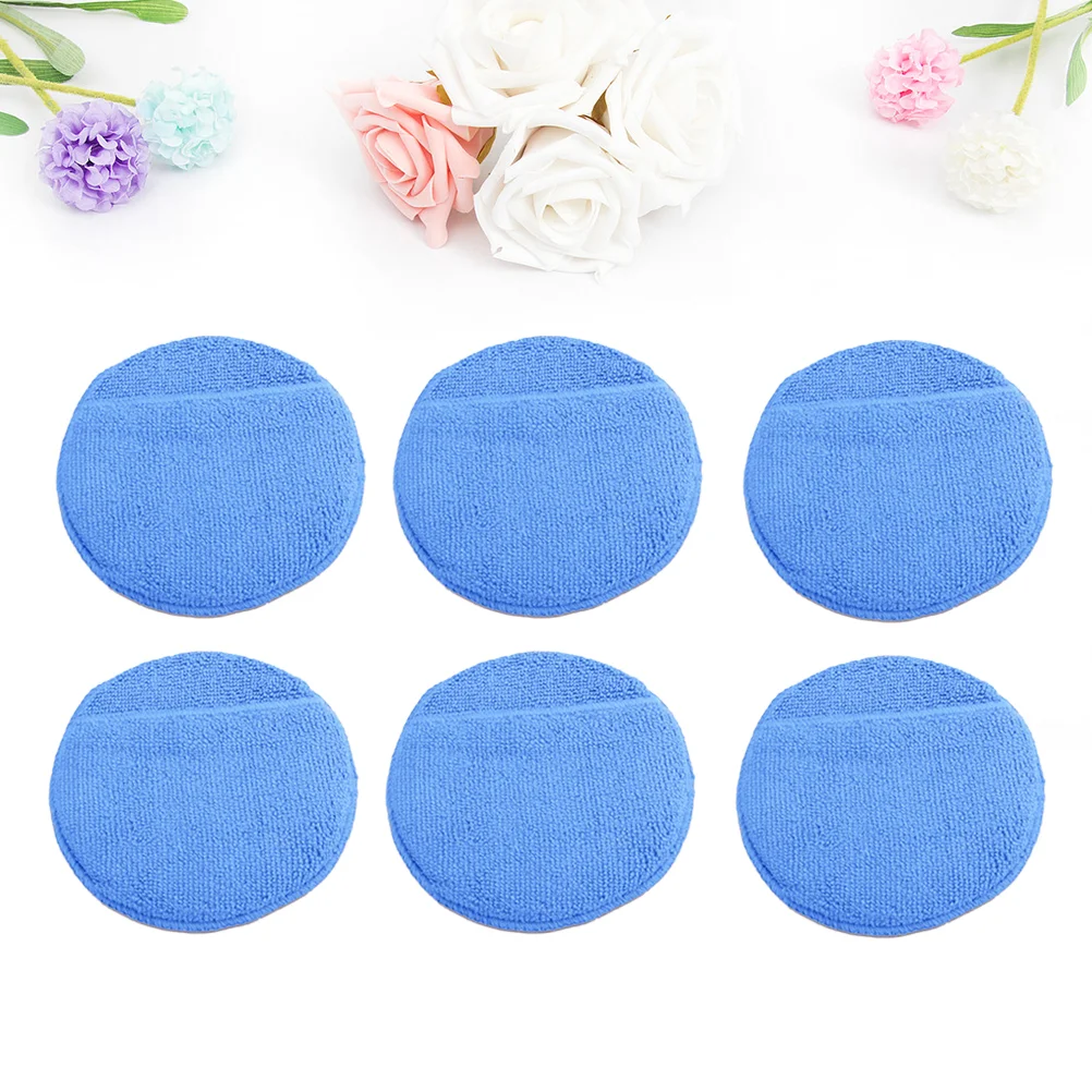 6pcs 5 Inch Large Size Car Wax Applicator Pads with Hand Pocket Microfiber Polishing Sponges Vehicles Care Cleaning(Blue)