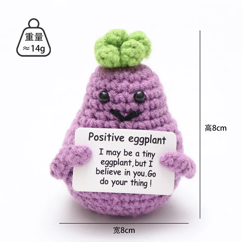 2026Positive Energy Potato Hug Pocket Mini Handmade Plush Wool Knitting Doll with Card Funny Christams Gift Home Room Decoration
