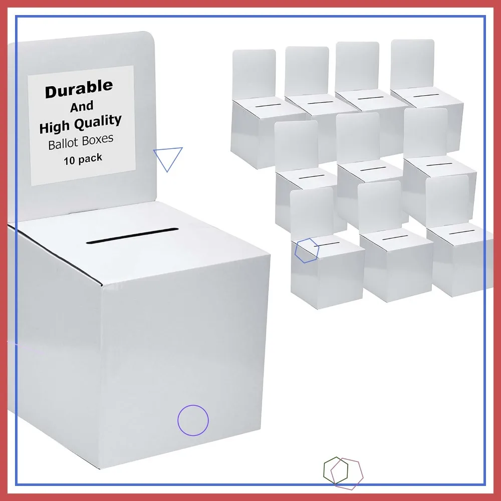 

White Cardboard Raffle Ticket Box XL, 10-Pack for Fundraising & Donations