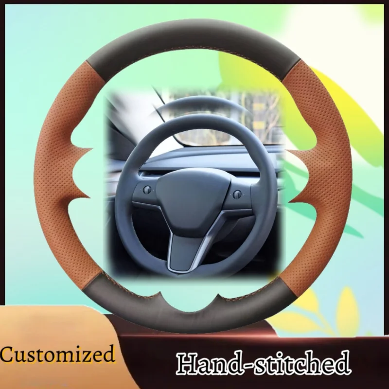 

Индивидуальный чехол на руль из микрофибры, сшитый вручную для Tesla Model 3 2015-2021 Model Y 2019-2021, автомобильные аксессуары