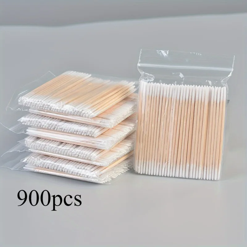 100/300/500/900pcs ,50/100set,Double Head  Cotton Swabs - Precision Pointed Tip, Multipurpose,  Wood Sticks for Makeup, Tattoo