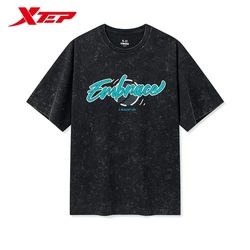 Xtep Short Sleeve Knitted Shirt For Men 2024 Summer Hip Hop Men's T-shirt Comfortable Fashion Cotton Outdoor Tops 976229010576