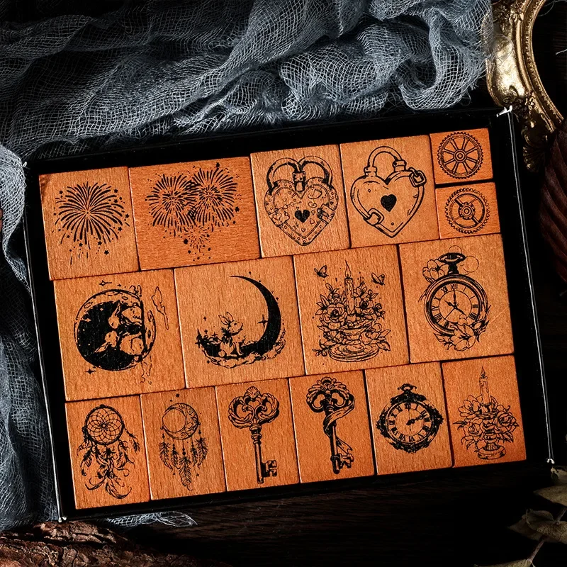 16 قطعة من أختام الرياح الداكنة من سلسلة Sleeping Fairy Tale، مطبوعات زخرفية ذاتية الصنع لحساب اليد القديمة