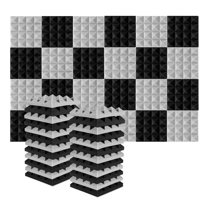 A17F-24 шт. 25x25x5 см Звукопоглощающие панели из акустической пены для студии, пирамидальные, шумоизоляционные, для обработки звука