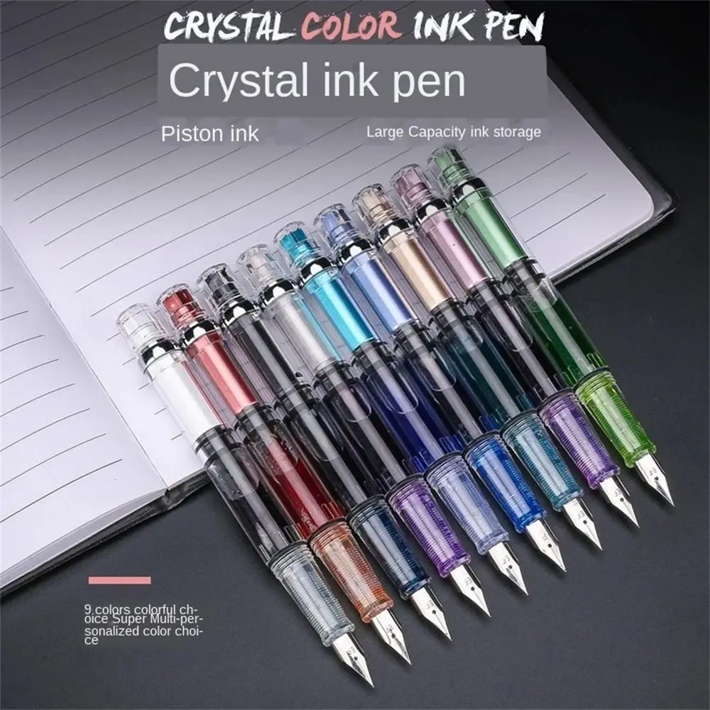 

Student Stationery Transparent 0.38mm Large Capacity EF Nib Piston Fountain Pen Ink Pens Writing Pen Fountain Pen