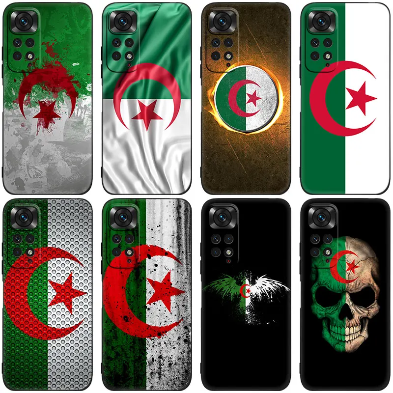 Algeria Flag Black Phone Case For Xiaomi Redmi Note 12 + 11 11S 11T 11E 10 10T 5G 10S 9S 9 8T 7 6 Pro Silicone Cover