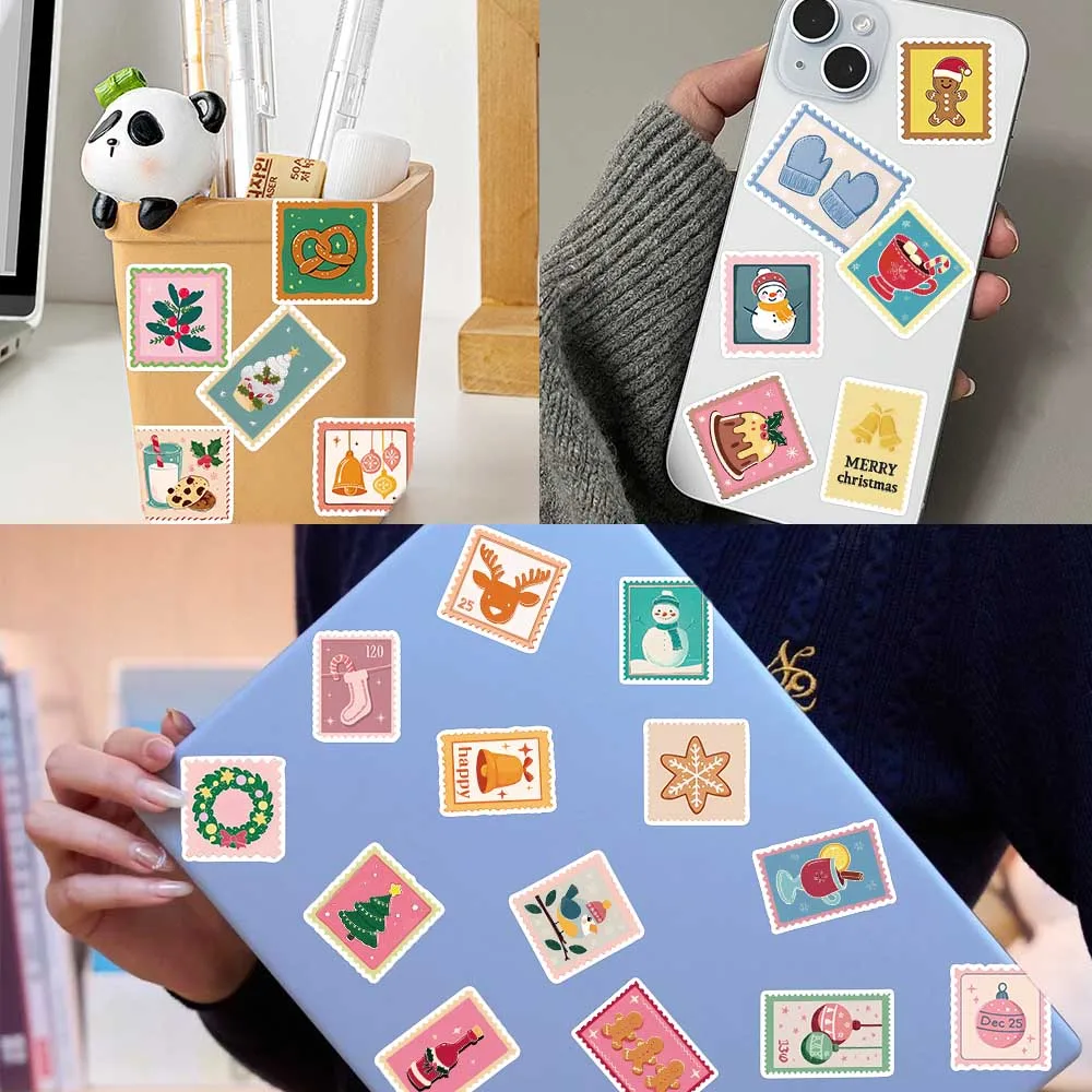 50 stücke Weihnachten Stempel Graffiti Aufkleber Aufkleber Für Telefon Brief Sammelalbum Koffer Skateboard DIY Cartoon Wasserdichte Aufkleber – Detail 11