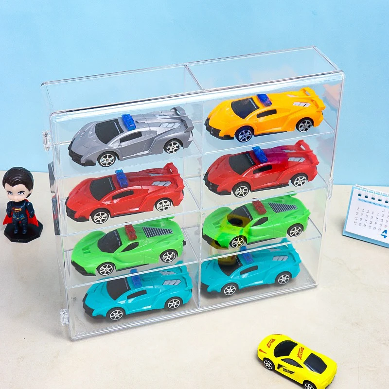 1 Piece Car Non Punching Adhesive Wall Transparent Storage Box 1:64 Acrylic Car Display Box For Car Model Toy Cabinet Rack
