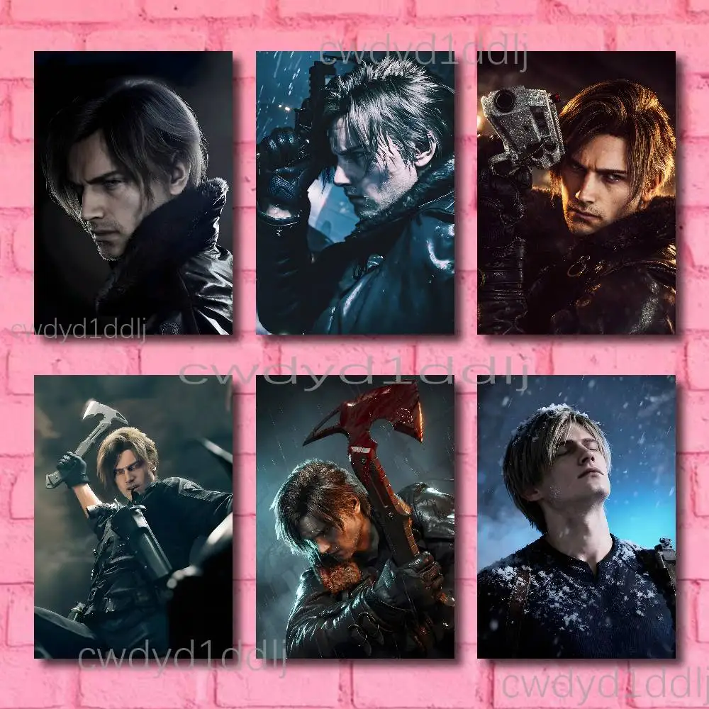 L-Leon Keneddy Resident Evil 9 4 Remake Style Frameless Canvas Art Print Poster HD Wall Decor for Bedroom Living Room Fans