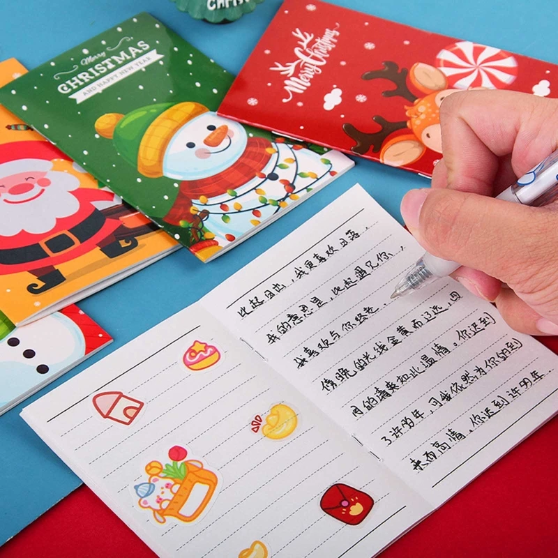 10 Pieces Christmas Notebook Mini Cartoon Journal Notepad for Kid Adult Gift