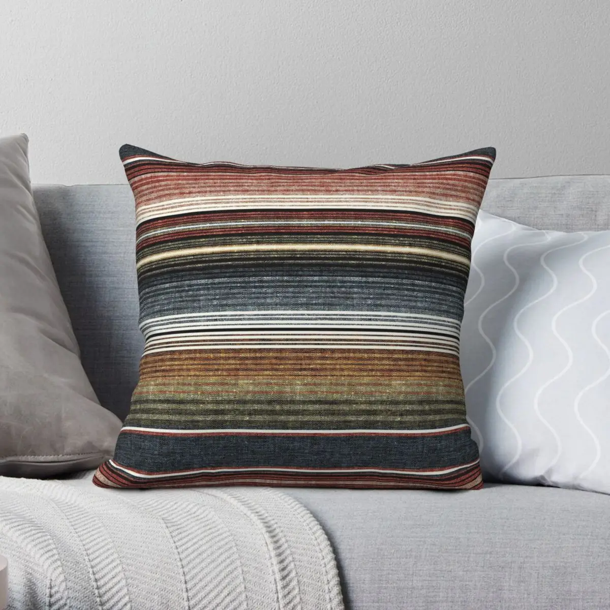 Serape Stripe Rust And Blue Square Pillowcase Polyester Linen Velvet Creative Decor Pillow Case Home Cushion Cover Wholesale 18