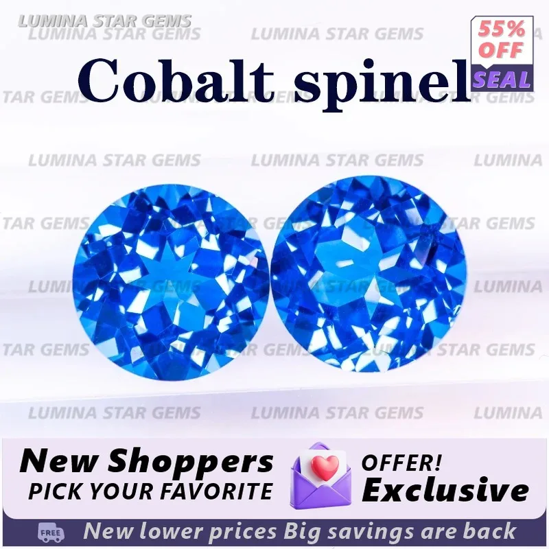 

Lab Grown Cobalt Spinel Gemstone for L Lab Round Brilliant Cut Extremely Shiny Jewelry Making DIY Ring Necklace Earrings Lab