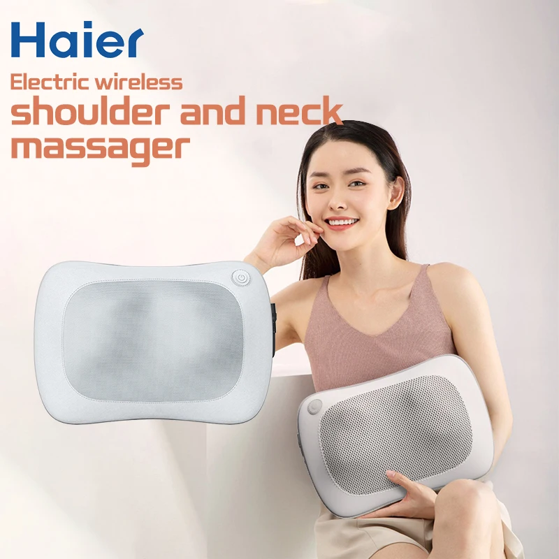 

Haier массажная подушка для шеи, массажная подушка для талии, спины, плеч, хиропрактика, разминание, многофункциональная, горячая компрессия, подарок для отдыха