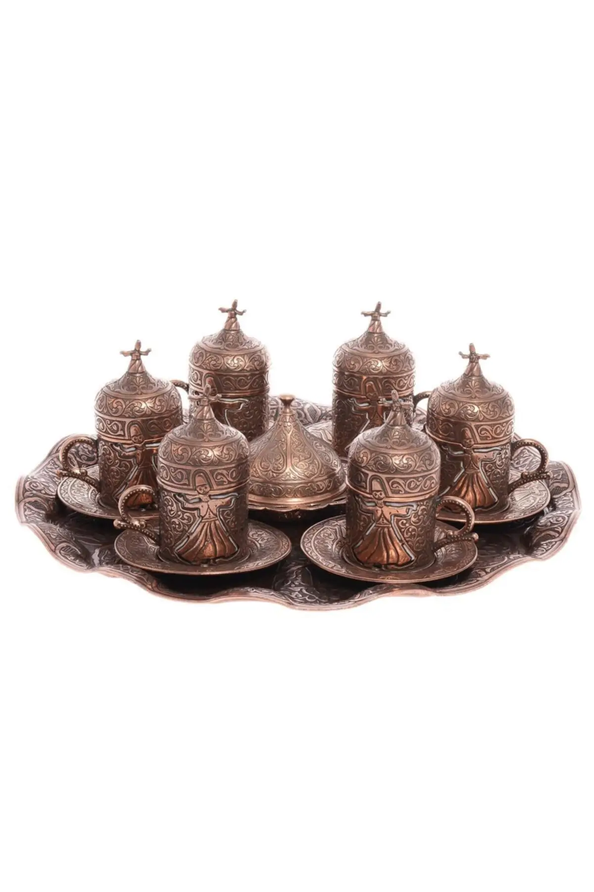 

DOLBOVI Semazen motif turkish coffee set 6 people-antique copper Crst106 handmade espresso cup