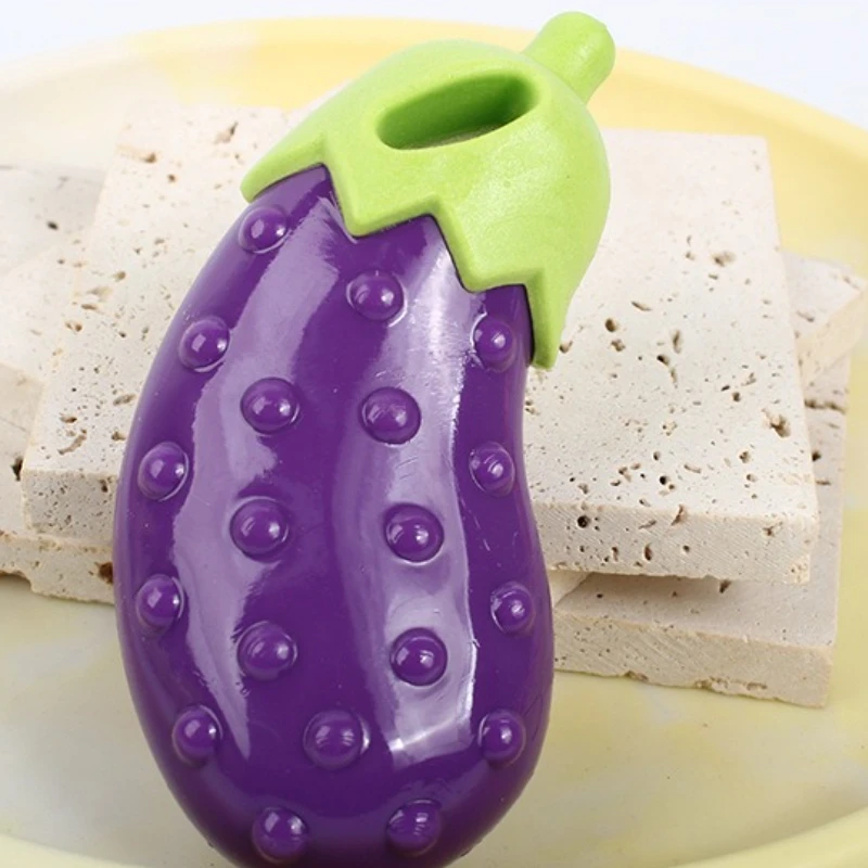 لعبة مضغ الكلاب المقاومة للعض من مطاط السيليكون لعبة صوت الكلب المتحدث لعبة محاكاة الباذنجان الكلب الملحقات #5