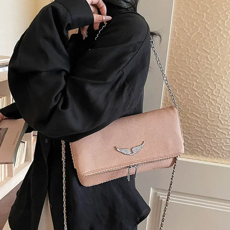 Bolso de hombro y bandolera de moda 2026, bolso cuadrado pequeño con alas para mujer, monedero pequeño y bonito, bolso de mano versátil y elegante