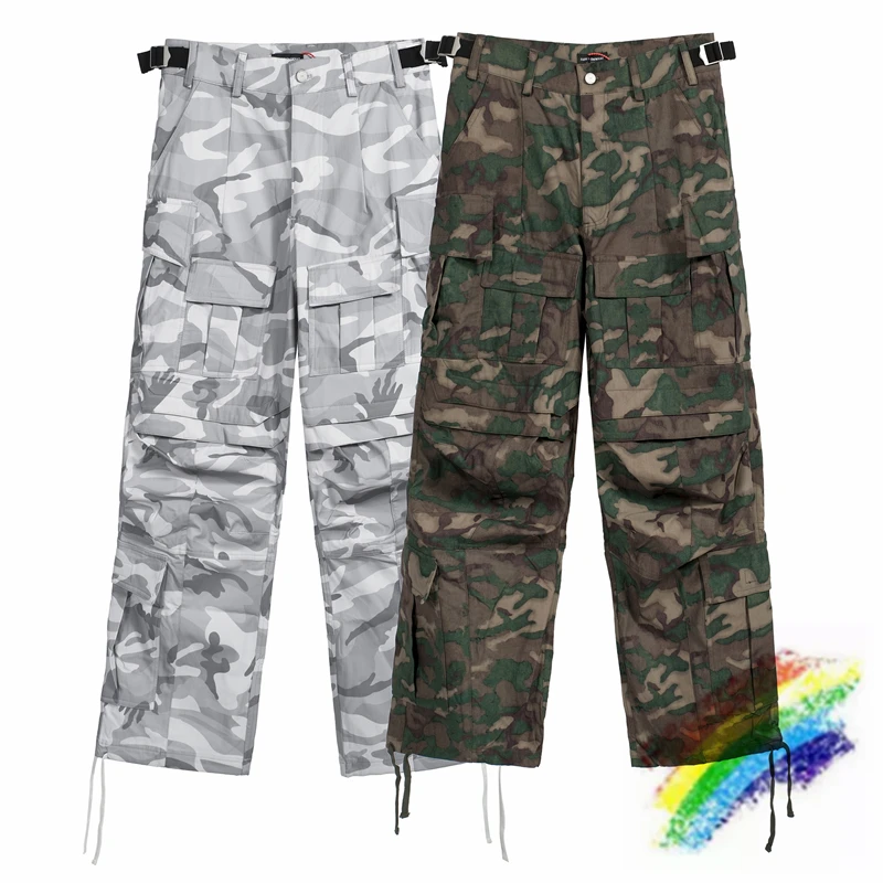 

2024fw Camouflage CAMO CARGO Workwear Pants Men Women Snow Camouflage Multi Pocket Jogger Drawstring Sweatpants